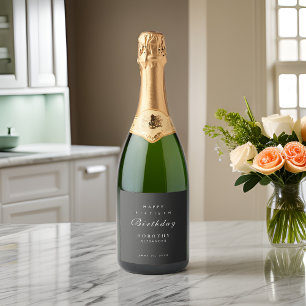 Modern Minimalist ANY Milestone Adult Birthday Sparkling Wine Label
