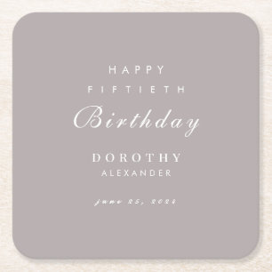 Modern Minimalist ANY Milestone Adult Birthday Square Paper Coaster