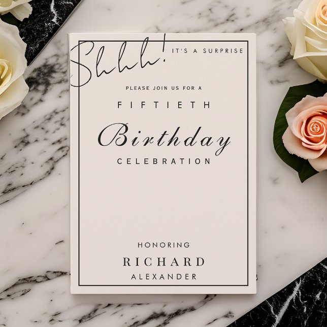 Modern Minimalist ANY Milestone Surprise Birthday Invitation (Creator Uploaded)