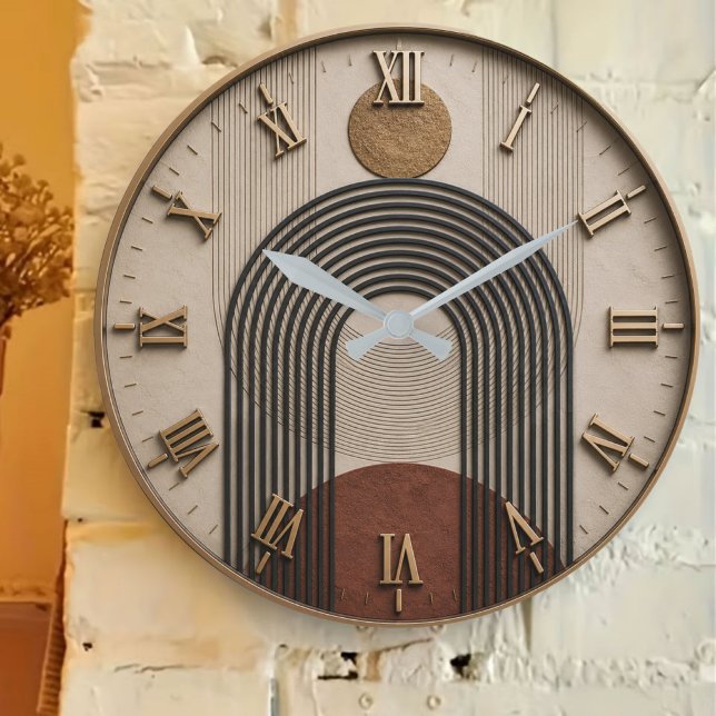  Modern Minimalist Arch Abstract Geometric Boho De Large Clock (Creator Uploaded)