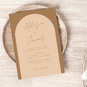 Modern Minimalist Arch Boho Wedding Invitation