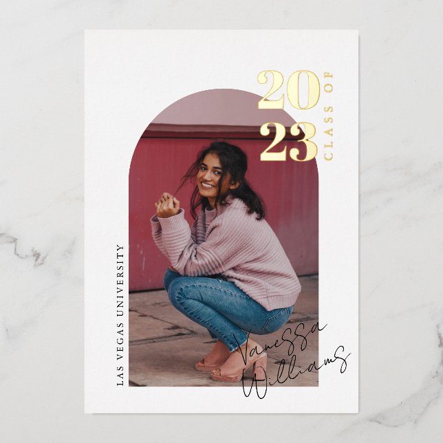 Modern Minimalist Arch Photo Graduation Party  (Front)