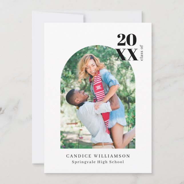Modern Minimalist Arch Photo Graduation Party  Invitation (Front)