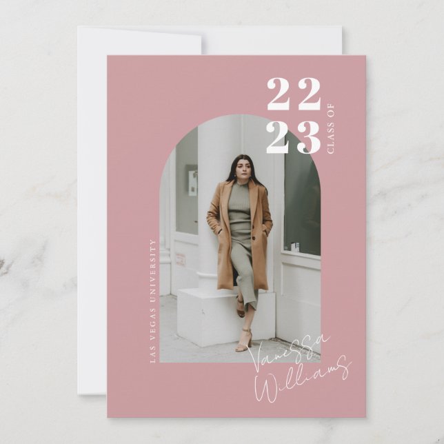 Modern Minimalist Arch Photo Graduation Party Invitation (Front)