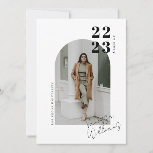 Modern Minimalist Arch Photo Graduation Party Invitation