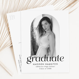 Modern Minimalist Arch Photo Graduation Party Invitation Postcard