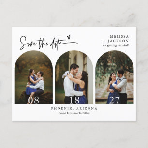 Modern Minimalist Arch Photo QR Code Save the Date Postcard