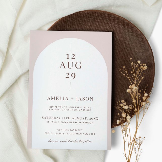 Modern minimalist arch photo wedding invitation (Creator Uploaded)