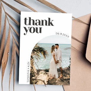 Modern Minimalist Arch Photo Wedding Thank You Card