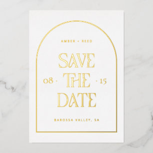 Modern Minimalist Arch Save the Date Real Gold
