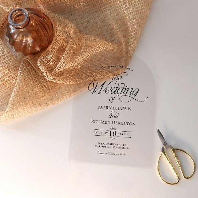 Modern Minimalist Arch Wedding Elegant Acrylic Invitations (Creator Uploaded)
