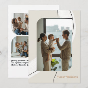 Modern Minimalist Arches Holiday Photo Collage Card