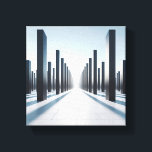 Modern Minimalist Architectural Perspective  Canvas Print<br><div class="desc">A striking digital art piece featuring a series of towering black monolithic pillars arranged in a perfect geometric perspective. The composition creates an incredible sense of depth and scale, leading the eye toward a bright, infinite horizon. This minimalist and futuristic design combines sharp architectural lines with a clean, high-contrast aesthetic,...</div>