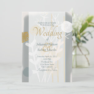 Modern minimalist art gold and grey Wedding Invitation