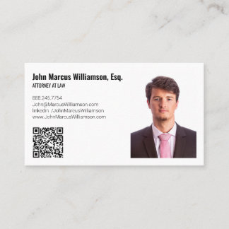 Modern Minimalist Attorney Customizable Photo & QR Business Card