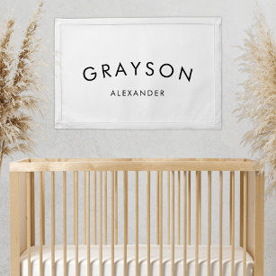 Modern Minimalist Baby Name Personalized Nursery Pennant