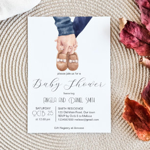 Modern minimalist baby shoe baby shower invitation