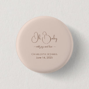 Modern Minimalist Baby Shower Powder Blush 1 Inch Round Button