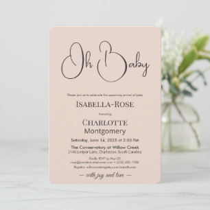 Modern Minimalist Baby Shower   Powder Blush Invitation