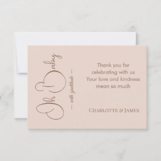 Modern Minimalist Baby Shower | Powder Blush Thank You Card