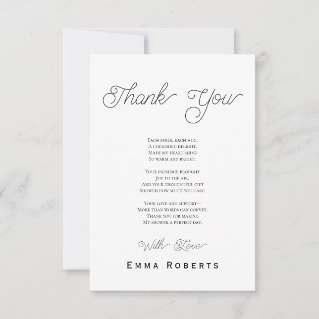 Modern Minimalist Baby Thank You Card (Front)