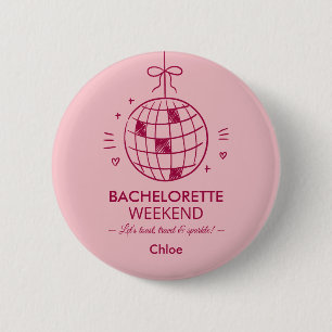 Modern Minimalist Bachelorette Weekend   Pink  2 Inch Round Button