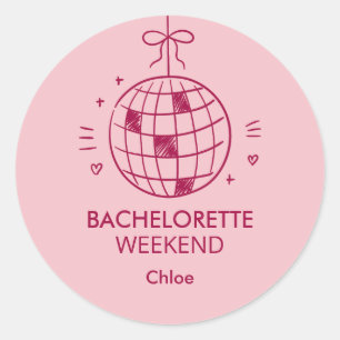 Modern Minimalist Bachelorette Weekend   Pink  Classic Round Sticker