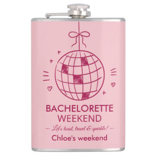 Modern Minimalist Bachelorette Weekend Pink Hip Flask