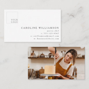 Modern Minimalist Baker Pastry Chef Logo Photo Business Card