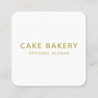 Modern Minimalist Bakery Business Card Gold White