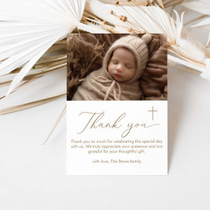 Modern Minimalist Baptism Photo Thank You Card