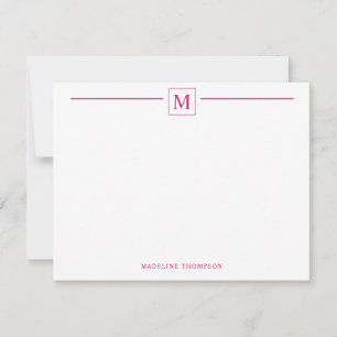 Modern Minimalist Basic Magenta Monogram Line Card
