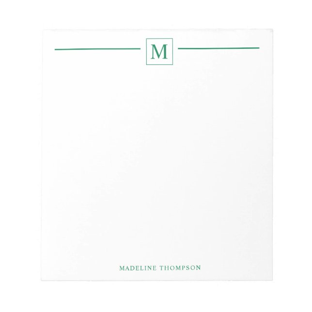 Modern Minimalist Basic Magenta Monogram Line Notepad (Front)