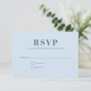 Modern Minimalist Bat Mitzvah Soft Blue Simple RSVP Card