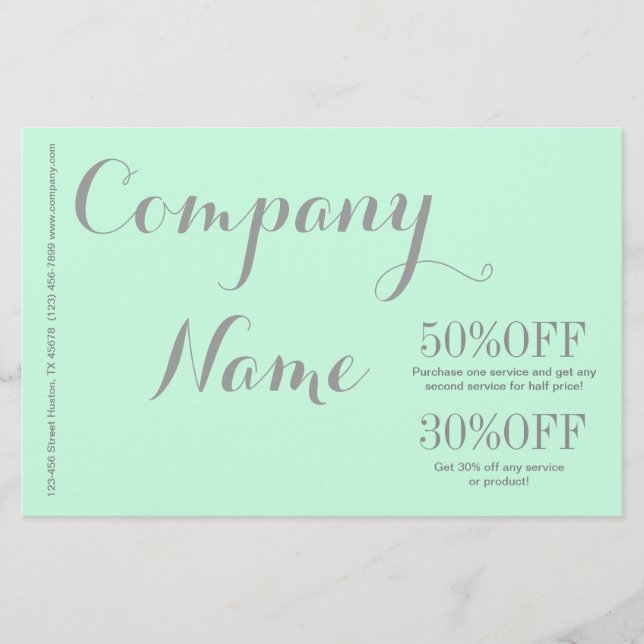 modern Minimalist beauty hair salon mint green Flyer (Front)