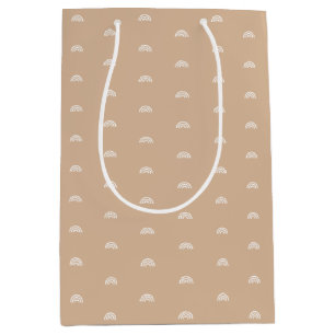 Modern Minimalist Beige Boho Rainbow Medium Gift Bag