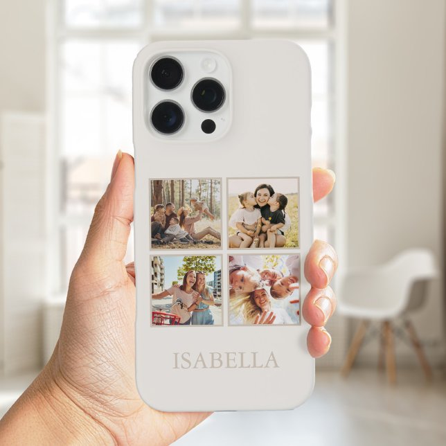 Modern Minimalist Beige Custom Photo Monogram Case-Mate iPhone Case (Creator Uploaded)