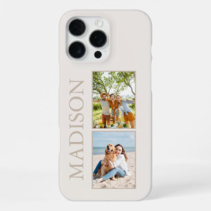 Modern Minimalist Beige Custom Photo Monogram iPhone 16 Pro Max Case