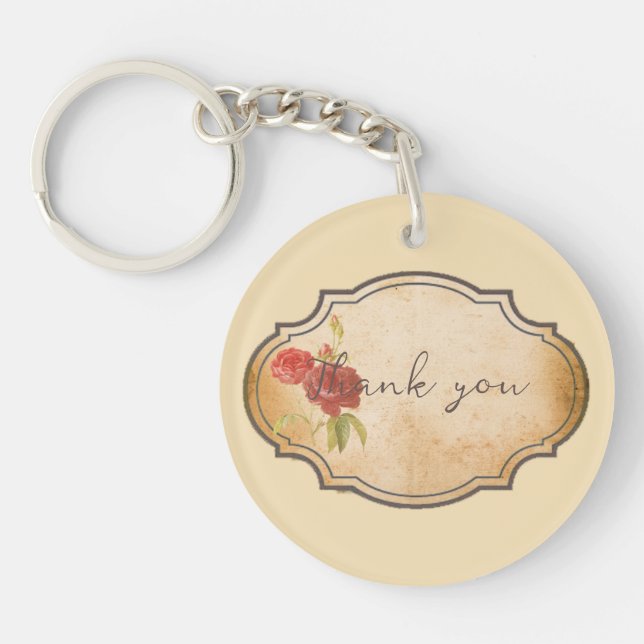 Modern Minimalist Beige Old Clock Personalized Keychain (Front)