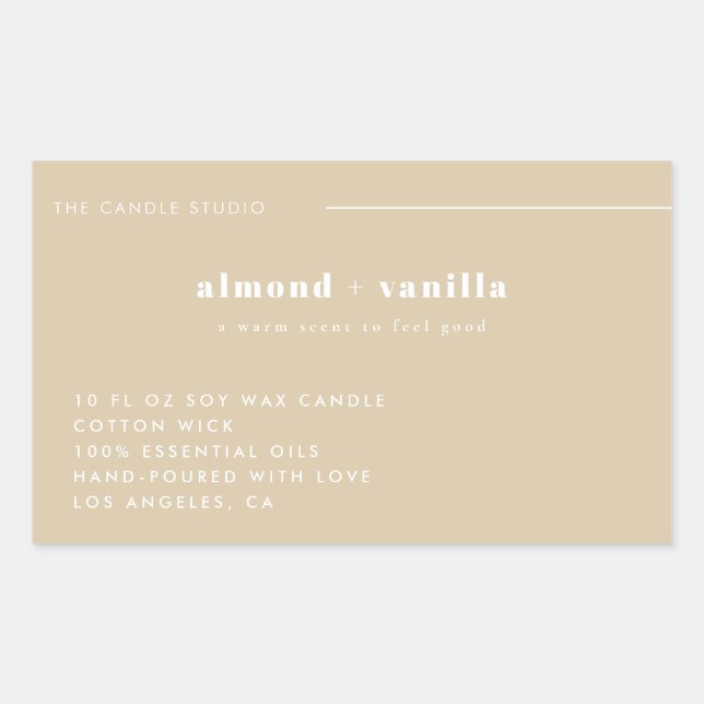 Modern Minimalist Beige Packaging Candle Cosmetics Sticker (Front)