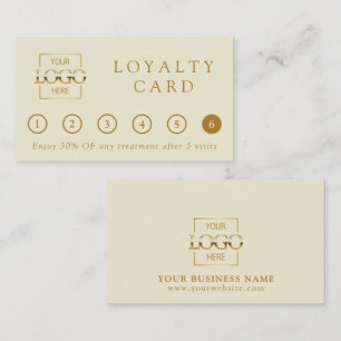 Modern Minimalist Beige Professional Logo Reward Loyalty Card