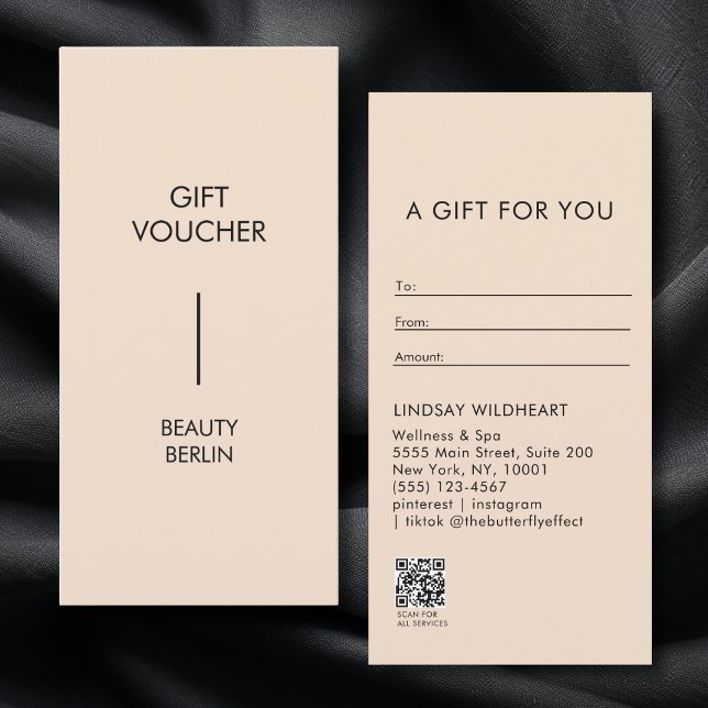 Modern Minimalist Beige QR Code Gift Certificate (Modern Minimalist Beige QR Code Gift Certificate)