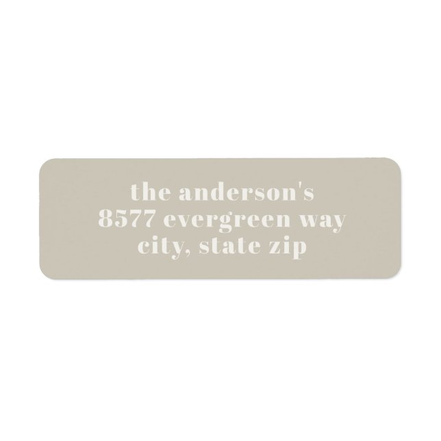 Modern Minimalist Beige Return Address Label (Front)
