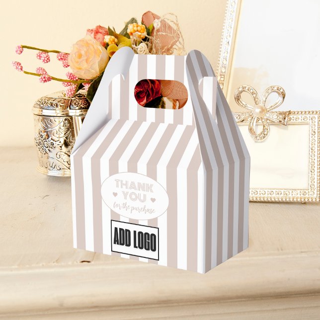 Modern Minimalist Beige Stripes Business Logo  Favor Box (Creator Uploaded)