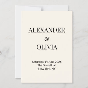 Modern Minimalist Beige Wedding Invitation