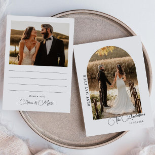 Modern Minimalist Best Day Ever Wedding Photo Thank You Card