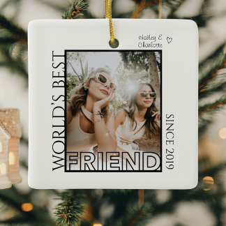 Modern Minimalist Best Friends BFF Christmas Gift Ceramic Ornament