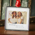 Modern Minimalist Best Friends BFF Photo Metal Ornament<br><div class="desc">Design is composed of fun and playful typography with sans serif and serif font. Add a custom photo.</div>