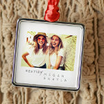 Modern Minimalist Best Friends BFF Photo Metal Ornament<br><div class="desc">Design is composed of fun and playful typography with sans serif and serif font. Add a custom photo.</div>