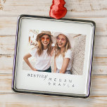 Modern Minimalist Best Friends BFF Photo Metal Ornament<br><div class="desc">Design is composed of fun and playful typography with sans serif and serif font. Add a custom photo.</div>